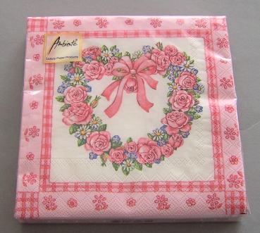 Ambiente Lunch Serviette 33 x 33 cm pro Stück Roses Heart red