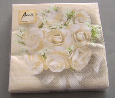 Ambiente Lunch Serviette 33 x 33 cm pro Stück White Roses