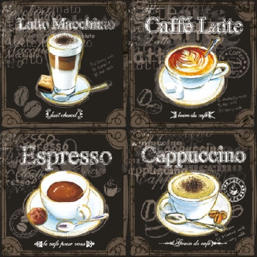 Ambiente Lunch Serviette Types of Coffee pro Stück
