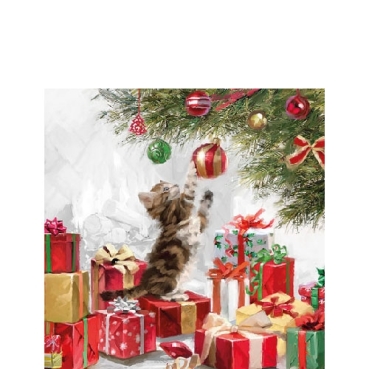 Ambiente Cocktail Serviette 25 x 25 cm pro Stück Kitten and Bauble