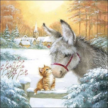 Ambiente Lunch Serviette 33 x 33 cm pro Stück Donkey And Kitten