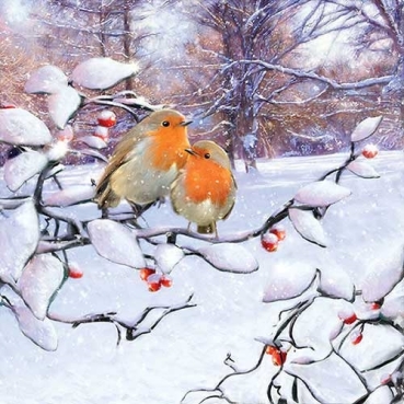 Ambiente Lunch Serviette 33 x 33 cm pro Stück Robins On Branch
