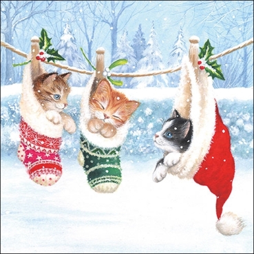 Ambiente Lunch Serviette 33 x 33 cm pro Stück Kitten in Winterland