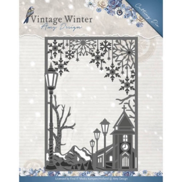 Amy Design Die Stanzschablone Vintage Winter Village Frame Straight