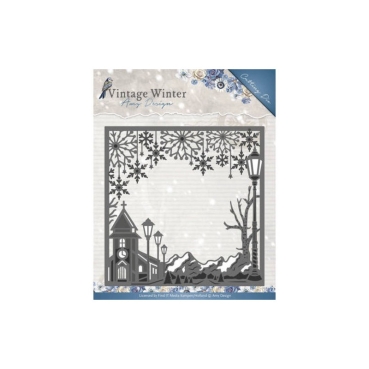 Amy Design Die Stanzschablone Vintage Winter Village Frame Square