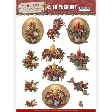 3D Pushout / Stanzbogen Amy Design History of Christmas - Christmas Candles