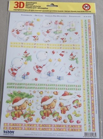 3D Stanzbogen Bärchen weihnachtlich III