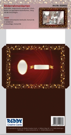 Reddy Cards Bilderrahmenkarten Weihnachten Sterne dunkelrot gold