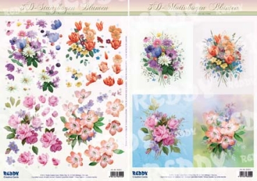 3D Stanzbogenset Blumenbouquets