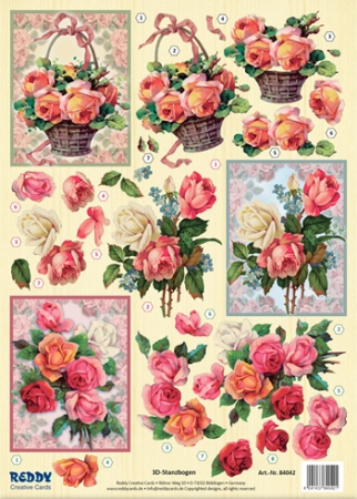 3D Stanzbogen Rosenbouquets