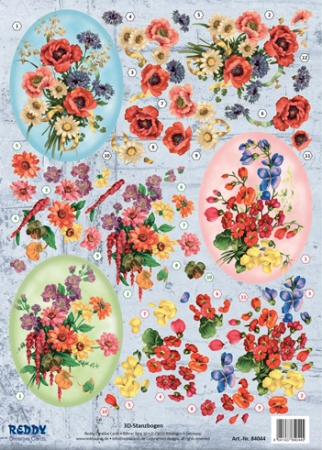 3D Stanzbogen Bunte Blumensträuße