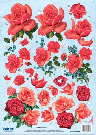 3D Stanzbogen Rote Rosen