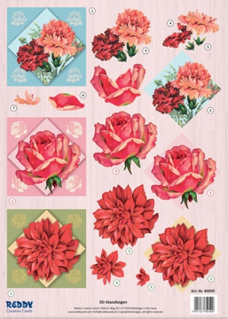 3D Stanzbogen Rosen und Nelken