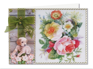 Preview: Blumenkarten mit Transparentpapier Rosen und Orchideen
