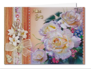 Preview: Blumenkarten mit Transparentpapier Rosen und Orchideen
