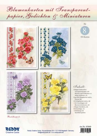 Reddy Cards Blumenkarten mit Transparentpapier und Gedichten