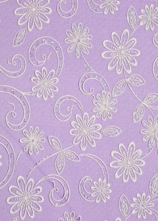 Preview: CREApop Deko-Stoff Glitzerblumen lila pro Meter 29 cm breit