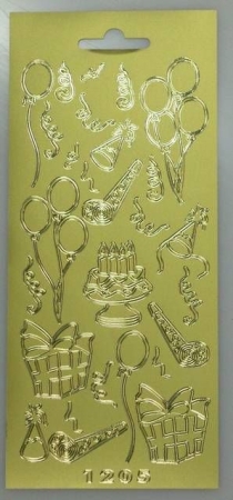 Stickerbogen 10 x 23 cm Geburtstag & Party gold