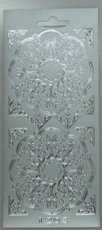 Stickerbogen 10 x 23 cm Ornament & Ecken silber