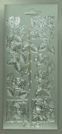 Stickerbogen 10 x 23 cm Rosen silber