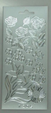 Stickerbogen 10 x 23 cm Rosen silber