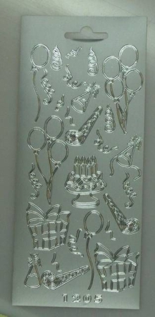 Stickerbogen 10 x 23 cm Geburtstag & Party silber