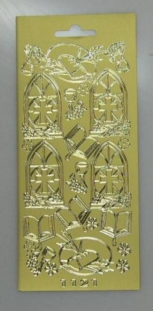 Stickerbogen 10 x 23 cm Kommunion gold