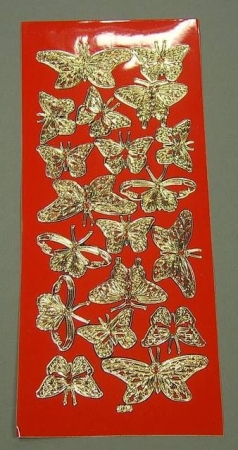 Stickerbogen 10 x 23 cm Schmetterlinge rot-gold