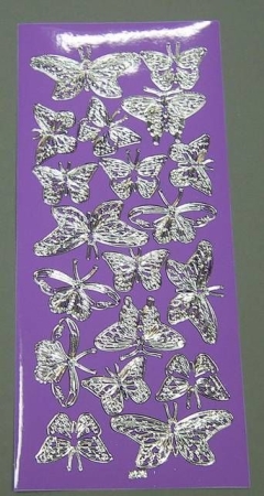 Stickerbogen 10 x 23 cm Schmetterlinge flieder-silber