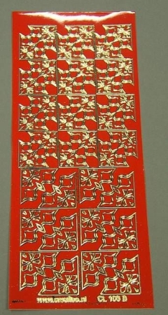 Stickerbogen 10 x 23 cm Ecken rot-gold