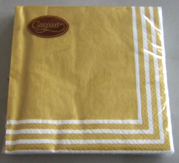 Caspari Lunch Serviette Gold Stripe border pro Stück