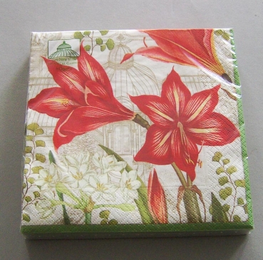 Caspari Lunch Serviette pro Stück Christmas Blooms ivory