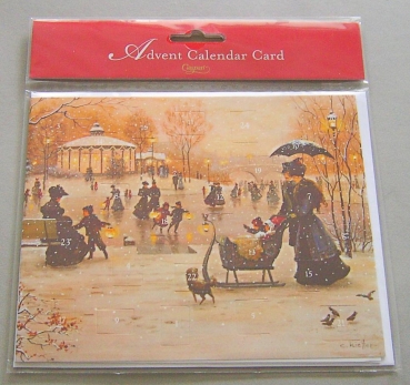 Caspari Adventskalender Karte "Ice Skating"