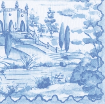Caspari Cocktail Serviette pro Stück Blue Tuscan toile