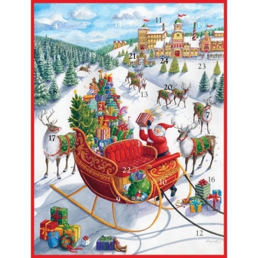 Caspari Adventskalender Santa's Sleigh