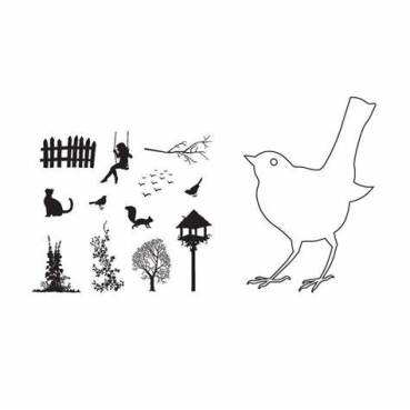 Claritystamp Bird Outline Clear Stamps with Mask