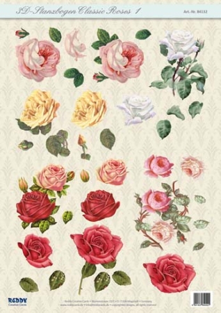 Reddy Cards 3D Stanzbogen Classic Roses 1