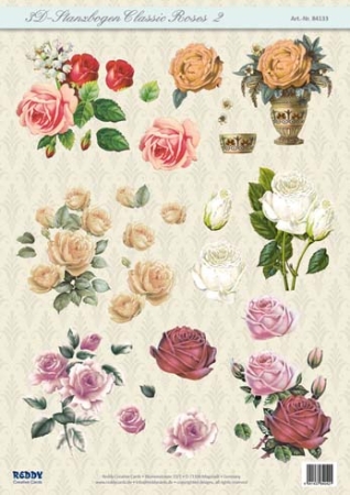 Reddy Cards 3D Stanzbogen Classic Roses 2