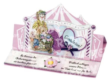 Preview: 3D Stanzbogen Clown mit Blumen, Geige