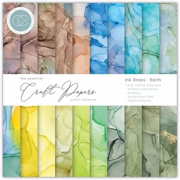 Preview: Craft Consortium Essential Craft Papers 6 x 6 Inch Paper Pad Ink Drops Earth