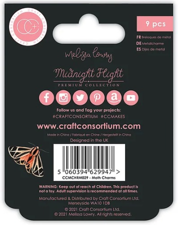 Preview: Craft Consortium Metal Charms Midnight Flight Moths