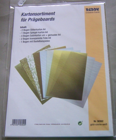 Kartonsortiment für Prägeboards gold creme weiss