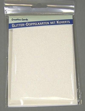 Glitter Doppelkarte Set A6 weiss irisierend