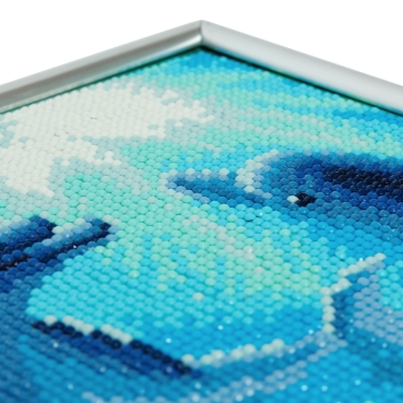 Preview: Crystal Art Kristallkunst Bilderrahmen mit silberfarbigem Rahmen CAM-12 Dolphin Dance
