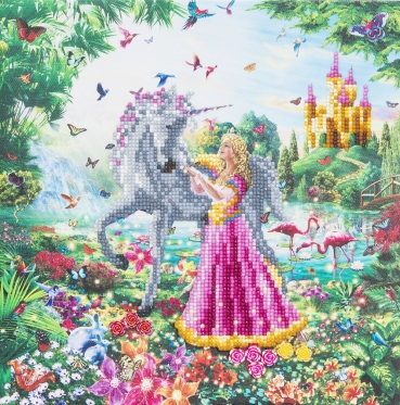 Preview: Craft Buddy CAK-AC1 Framed Crystal Art Holzrahmen The Princess & The Unicorn