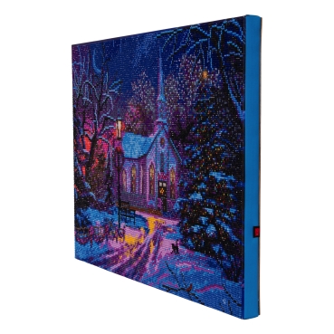 Preview: Craft Buddy CAK-XLED3 Framed LED Crystal Art Holzrahmen Old Church At Christmas
