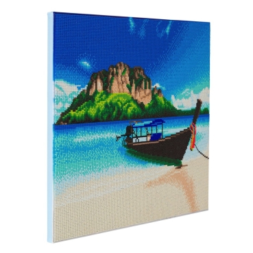 Preview: Craft Buddy CAK-A95L Framed Crystal Art Holzrahmen Tropical Beach Boat