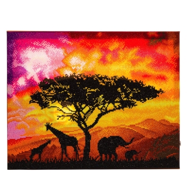 Preview: Craft Buddy CAK-XLED16 Framed LED Crystal Art Holzrahmen Savannah Lights