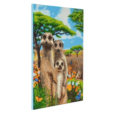 Preview: Craft Buddy CAK-A70 Framed Crystal Art Holzrahmen Meerkat Family