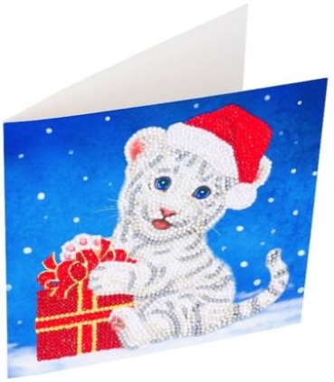 Preview: Craft Buddy CCK-XM57 Crystal Card Kit Christmas White Tiger